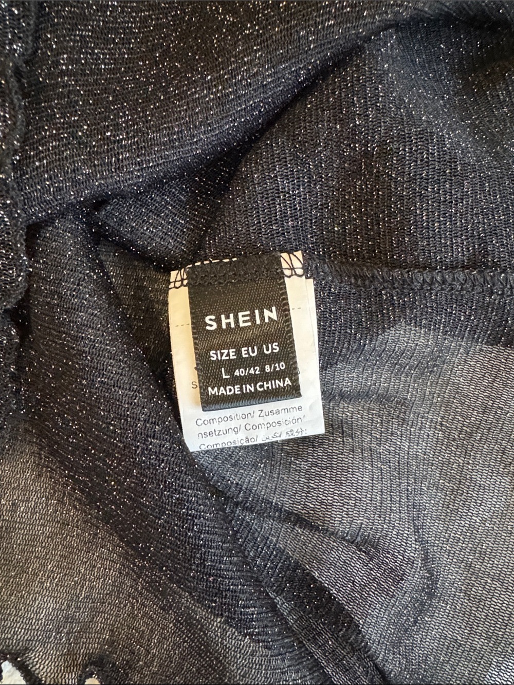 SHEIN Black Metallic Sheer Knit Top - Picture 2 of 3